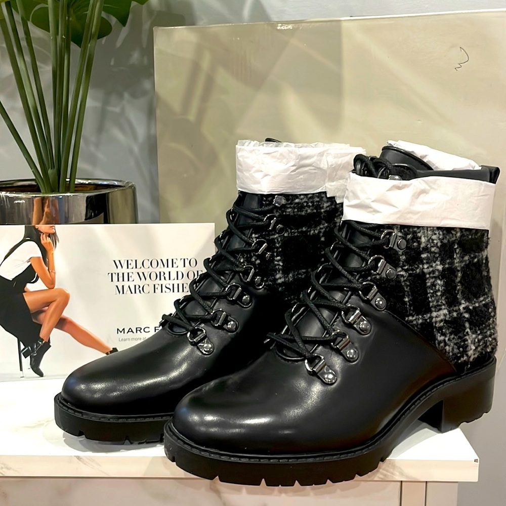 Marc Fisher Black Multi Leather Booties